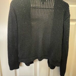 Elegant Black Open-Knit Cardigan